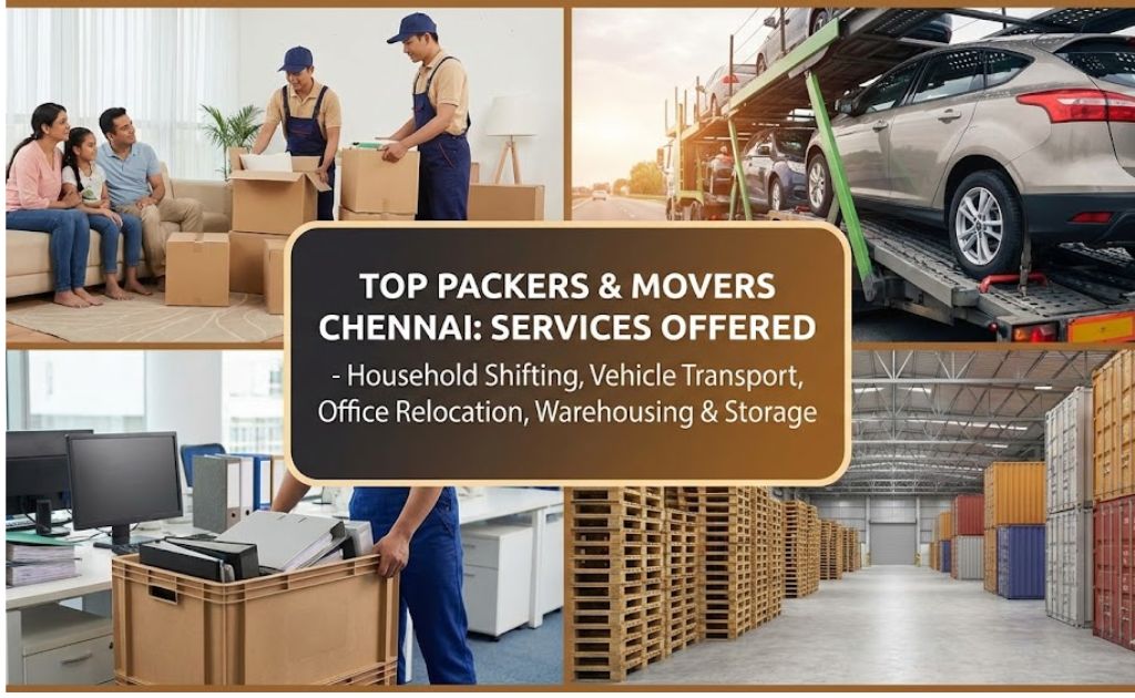 Top 5 packers and movers in Chennai offering home shifting, vehicle transport, office relocation and storage services