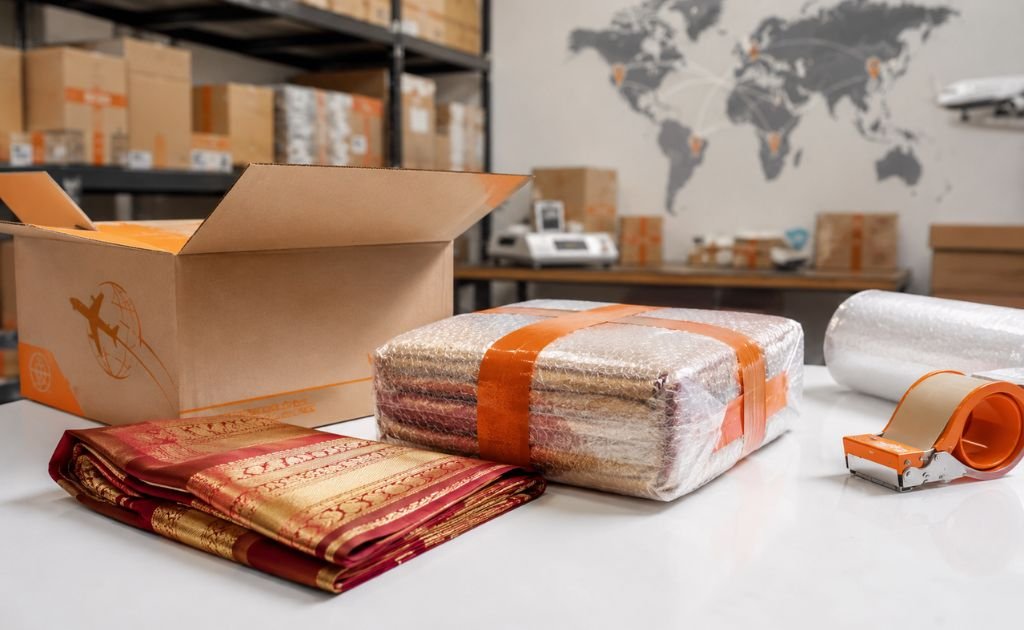 International silk saree courier service from Chennai for overseas delivery